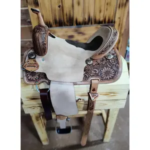 SUNFLOWER TOOLED TRAILS END SADDLERY BARREL SADDLE