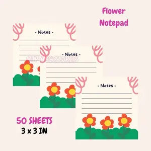 Flower Notepad Memopad for students,offices 50 Sheets, 3x3 Size Buy 2 Get 1 Pen & Pencil for FREE