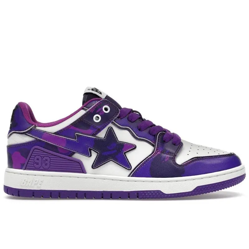 BAPE Men's A Bathing Ape Bape SK8 Sta #1 M2 Purple Camo Skateboarding Shoes, from StockX