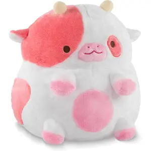 Heatable Strawberry Scented Cow Plush for Period Cramp Relief & Emotional Support, Microwavable Soft Toy Plushies, Coolable Stuffed Animal for Anxiety, Cute Heating Pad for Pain Relief