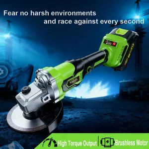 YUNXI Cordless Angle Grinder 5/8‘’ inches, 21V Battery Angle Grinder Tool, Electric Grinder, Brushless Motor,  Battery and Charger, Used for Cutting, Grinding, Polishing，10000rpm