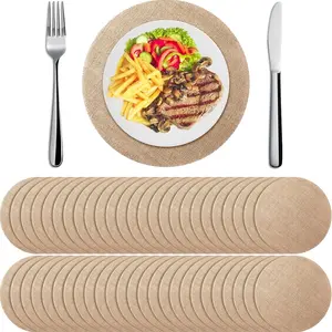 12pc Jute Table Mats Boho Placemats Round Reusable Heat Resistant Natural Jute Fiber Mat Boho Style Country Farmhouse Wedding Home Decor Placemat