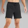 Fabletics Men's Plain Unlined 7in Inseam Spandex Fabric Shorts - Train-Ready, Swim-Approved, With Zip Pocket