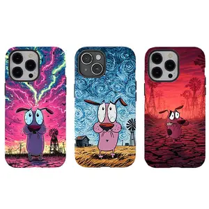 Courage the Cowardly Dog Moon Tarot Phone Case, Cute Aesthetic Tough Shockproof Protective Cover, Compatible with iPhone 11-17 Pro Max Plus and Samsung Galaxy S23-S25, Fan Christmas Gift for Her Him