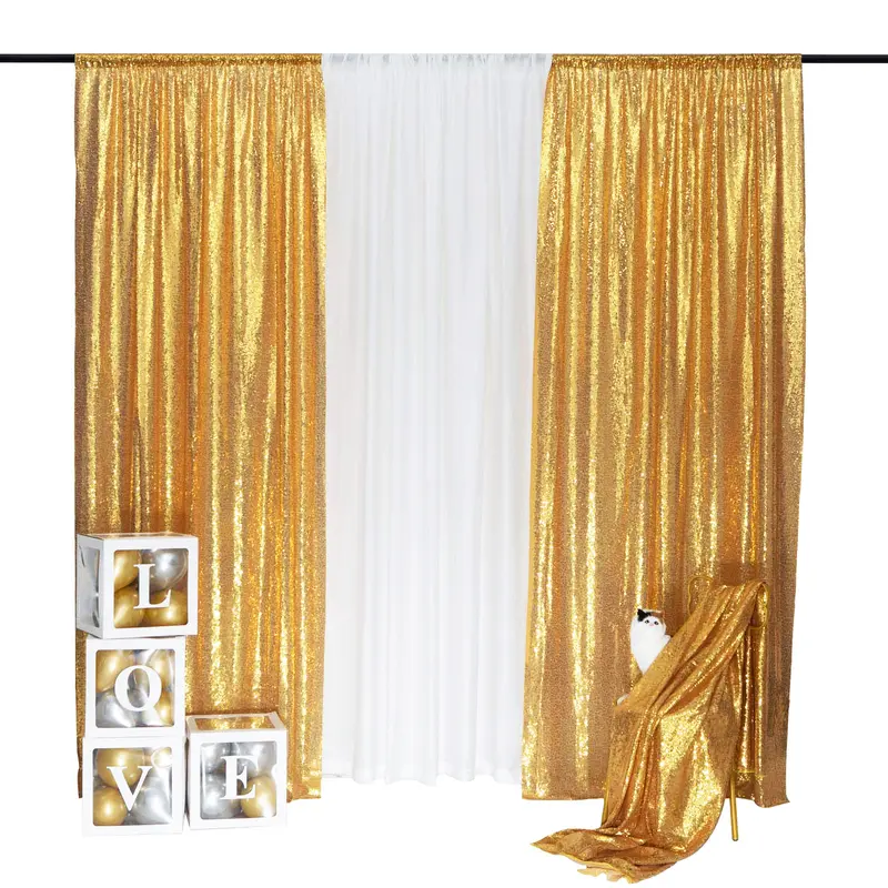 JYFLZQ 10FTx10FT PVC Polka Dot Sequin Backdrop Decoration, 3mm Round Sequins with Shakeoff Glitter, 3-Inch Rod Pocket Easy-Hang Curtain for Wedding Stage, Anniversary, Baby Shower