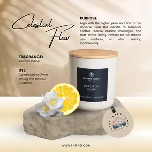 Ancient Lights Celestial Flow Candle 12.7 oz Jasmine Citron Scent for Divine Timing, Cosmic Guidance & Synchronicity Full Moon Rituals Spiritual Practice Therapeutic Essential Decor Ornaments Perfume Aroma