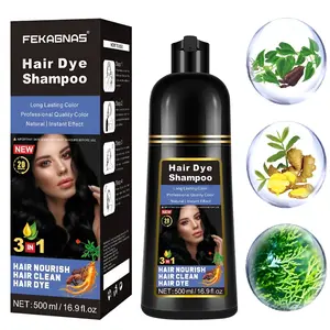 Fenkang 500ML Plant-Extracted Hair Dye Shampoo, Natural Nourishing Formula, Long-Lasting Color, Single Pack Gel Form, No Flammability, Herbal Shampoo Dye