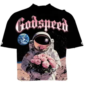 Godspeed Astronaut Rose T-Shirt Graphic Tee Streetwear Space Aesthetic