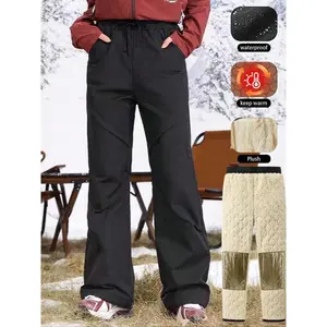 Women's Winter Ski Pants Waterproof Windproof Hiking Trousers with Fleece Lining and Graphene Heated Pad, Adjustable Waist and Cuffs（gift）