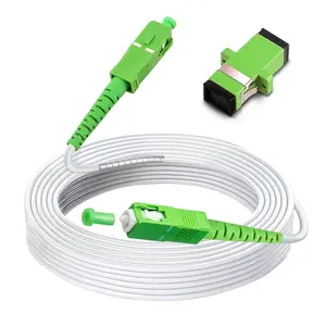 SC/APC to SC/APC Fiber Optic Internet Cable, Armored Single Mode Patch Cable, Fiber Optic Jumper Optical Patch Cord - SIMPLEX - 9/125um - OS1/OS2 Compatible, LSZH White, 1m