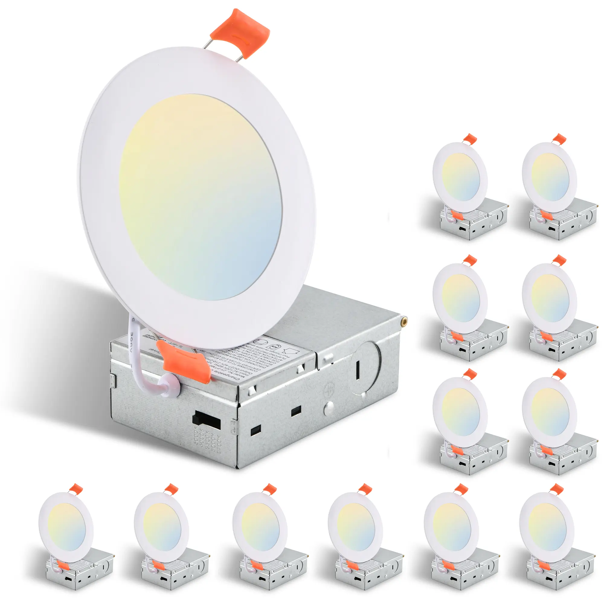 YYDS 12-Pack 4 Inch Ultra-Thin LED Recessed Ceiling Light with Junction Box, 2700K-5000K Dimmable Color Changing Downlight, 9W 810LM, Easy Install, Ideal for Kitchen, Bedroom, Basement
