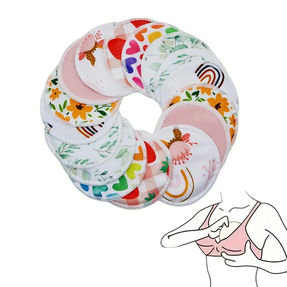 8 pcs Random Color  Pads For Breastfeeding, Washable Pads Absorbent Pads For Breastfeeding, Reusable Breastfeeding Pads