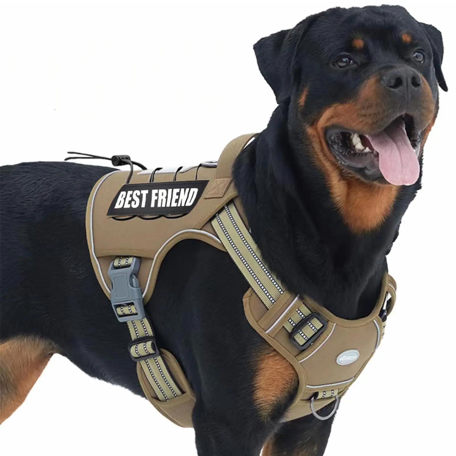Adjustable Pet Harness with 2 Pull Clips, Reflective K9 Working Training Easy Control Pet Vest, Military Service Dog Harnesses, Dog Harness for Hiking Training Outdoor, Reflective Strip Harness, Durable Reflective Harness