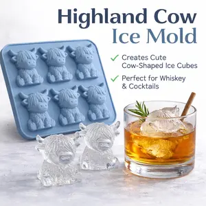 Mini Highland Cow Ice Cube Mold - 3D Cute Silicone Ice Cube Trays  Perfect for Whiskey  Cocktails Parties & Gift Giving
