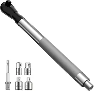 3/8" Offset Extension Wrench, Impact Ratchet Extender for Electric Drill, with 1/2", 1/4" Adapters for Tight Spaces