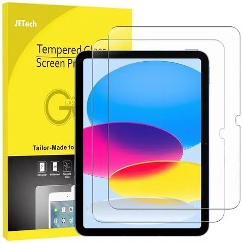 JETech Tempered Glass Tablet Screen Protector - 2-Pack, 9H Hardness, Auto Adhesive, Fingerprint-Proof, HD Transparent, Accurate Touch Response, Protection for iPad (A16) 11th/10th Gen (2025/2022), Daily Use Electronics Accessories