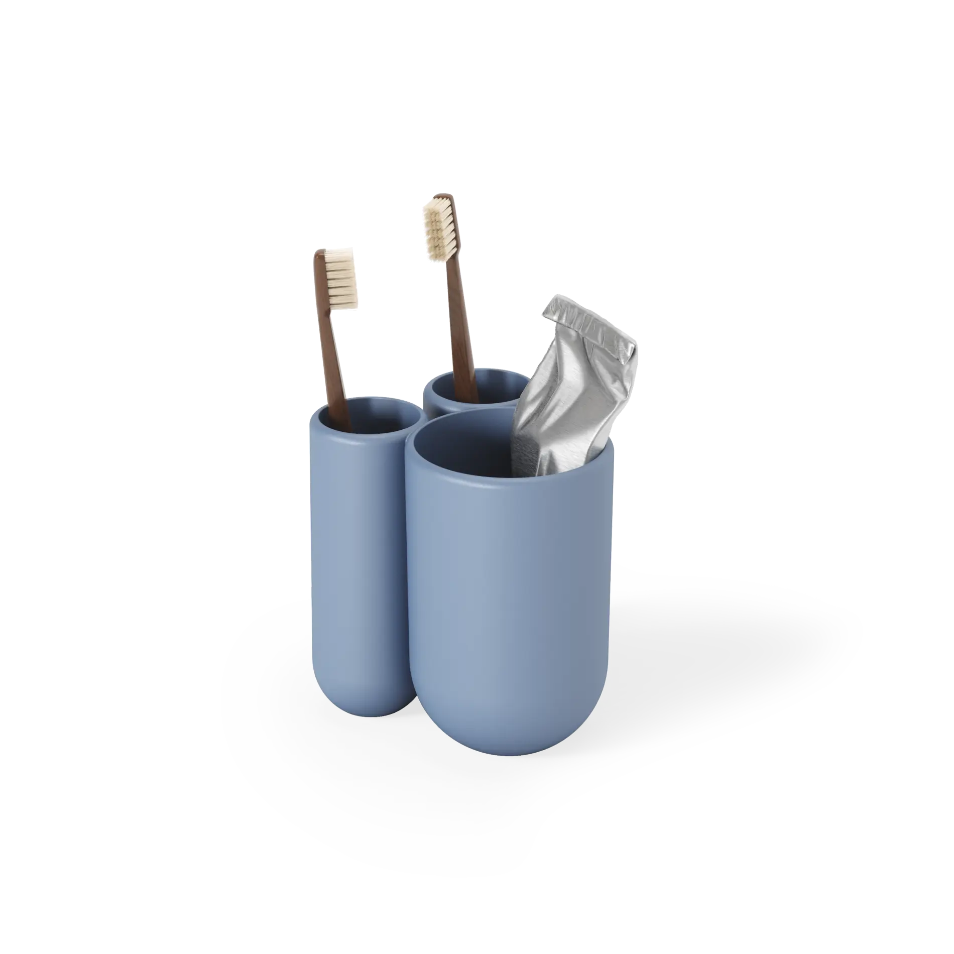 Umbra Touch Toothbrush Holder, Modern Organizer with 3 Compartments, Compact Design, Made with Recycled Plastics - Choose Your Pack Box Matte