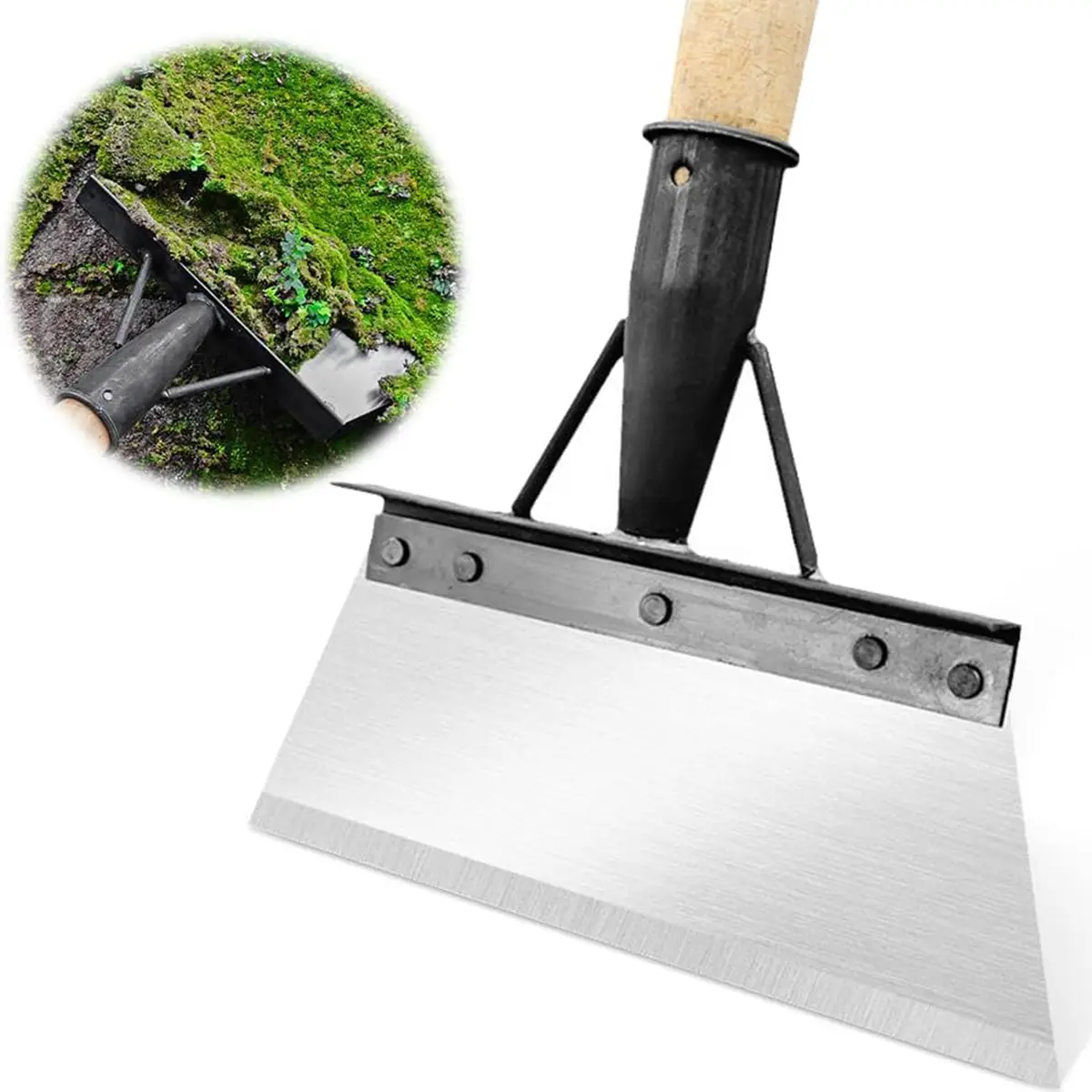 Heavy-Duty Manganese Steel Flat-Head Multi-Functional Cleaning Shovel with Riveted Joints - 1pc, De-Ice Stickers Compatible, No Long Handle, Durable, Easy to Install, Garden Maintenance Tool, Father's Day Gift Idea, Easy Installation