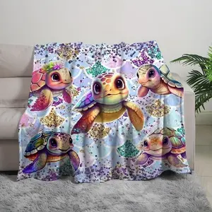 Soft Funny Throw Blanket Turtle Print Blanket For Adults,Warm Nap Blankets For Couch Sofa Office Bed Camping Travel,Multi-purpose Gift Blankets For All Season