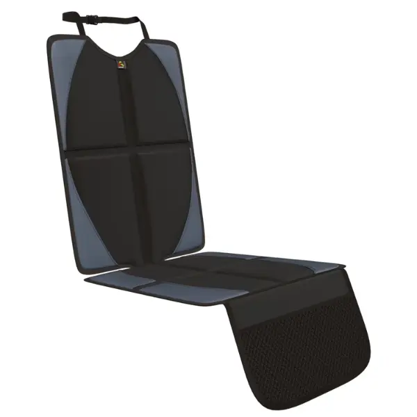 Amar Universal Fit Plain Car Seat Protector - 600D Fabric, Thick Padded Cover, Anti-Slip Backing, Heavy Duty Spill-Resistant Mat with Mesh Storage Pockets (Black, 1 Pack)