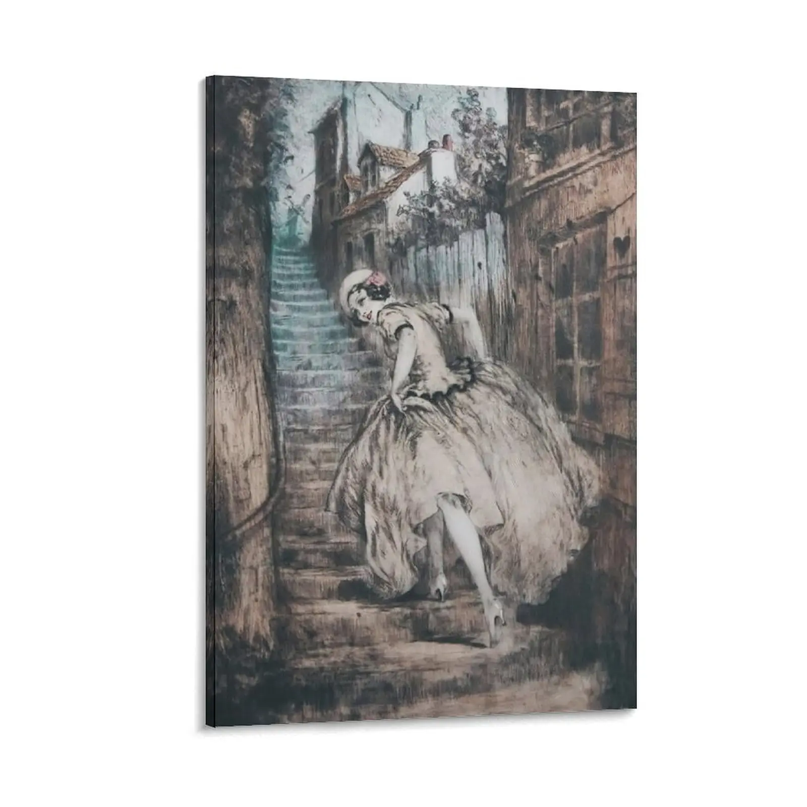 Louise Icarts Charm of Montmartre 1932 Print. Vintage Picture Print Poster. Wall Art on Canvas. Canvas Poster Bedroom Decor Sports Landscape Office Room Decor Gift Frames Ornaments Artistic Decoration Photo Frame-.