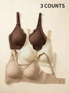3pcs-Women's Nursing Bra Set, Pregnancy Maternity Bra, Wireless Pregnancy Support Bras, Comfortable Seamless Design for Pregnant Mothers, Casual Lingerie