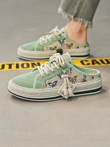 Men's Ethnic Animal Print Canvas Slippers, Summer Footwear, Size 39-44, Thick Sole, Slip-On Design, Retro Open-Toe Sandals