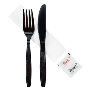 [250 sets] PS Heavy-Weight Cutlery Kits (Knife, Fork, 1-ply Napkin, Salt, Pepper)