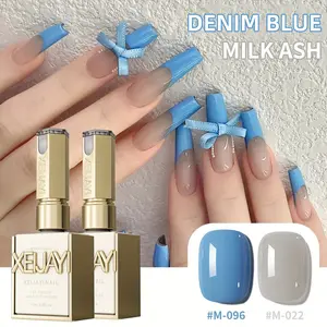 2PCS*15ML M22+M96 Milk Gray Dreamy Blue Nail Gel 2-Color Set High Saturation Color Fashion LED Nail Gel Durable and Durable, But Not Damning the Nail Salon Nail Gel Essential Gel DIY Nail Art Gel Polish Manicure