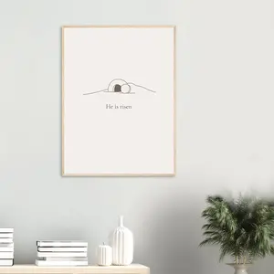 He Is Risen Minimalist Line Art Framed Poster | Easter Decor & Year-Round Faith Art