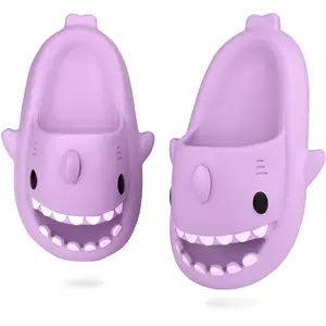 Women's Cute female open toed breathable shark shoes, comfortable non slip casual EVA slippers, suitable for outdoor activities