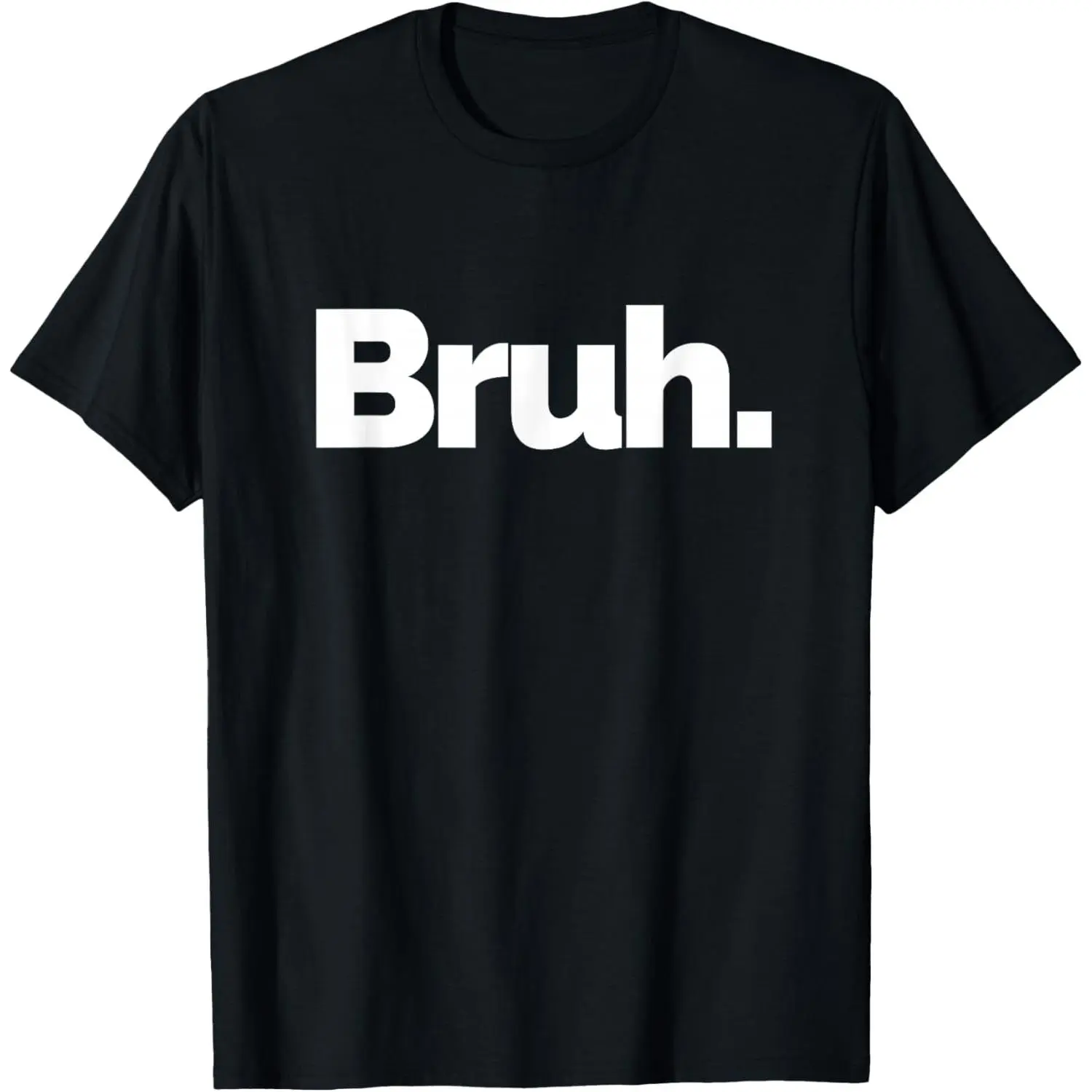 Men's 100% Cotton Casual Short-Sleeve Breathable T-Shirt, "Bruh" Graphic Top, Fabric