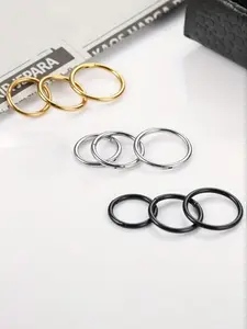3 Pcs Stainless Steel Hinged Hoop Earrings, Hinged Piercing Hoop, Simple Seamless Nose Ring, Lip Septum Jewelry Gift, Sleeping Ear Cuff Accessories