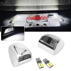 2PCS Chrome Silver Lens LED White/ Amber/ Blue/ Ice Blue/ Red License Number Plate Light For Cadillac Escalade ESV EXT For Chevy Silverado Avalanche Suburban Tahoe For GMC Sierra Yukon XL 1500 2500 3500 T10