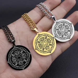 Wheel of Fortune Necklace Stainless Steel Archangel Protection Magic Pendant