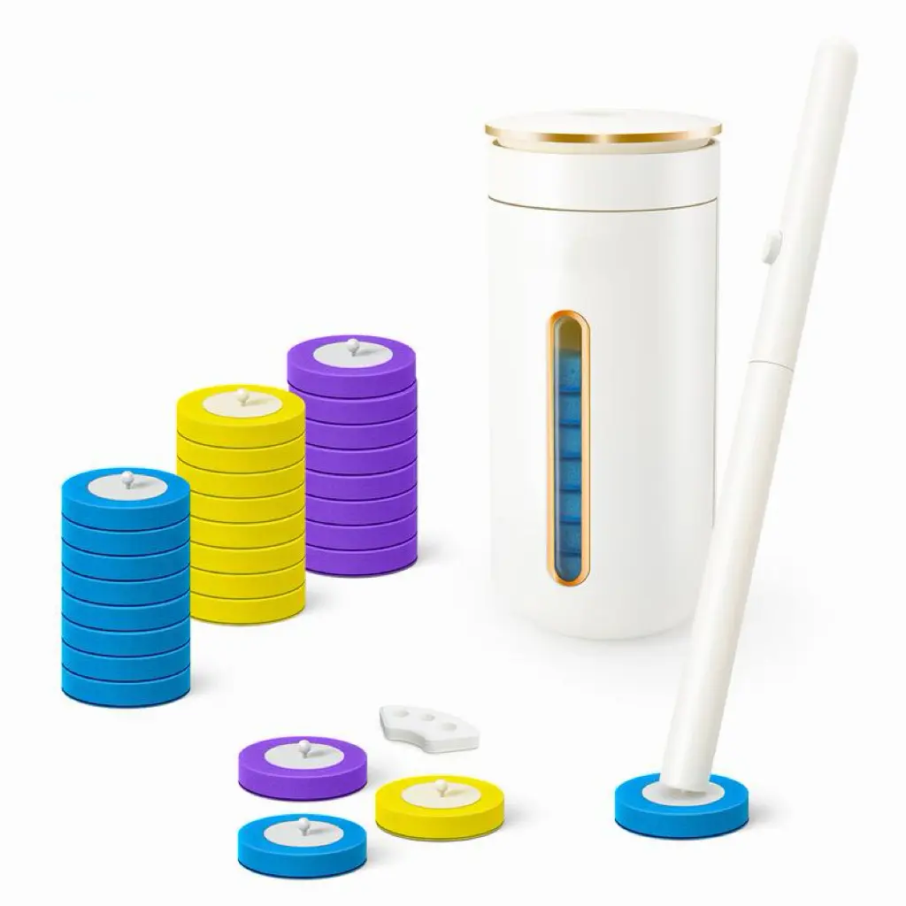 Wall Mount Disposable Toilet Brush & Plunger Set | Ergonomic No-Bend Handle, Drill-Free Adhesive Mount, Replaceable Brush Heads for Home & Commercial Bathrooms