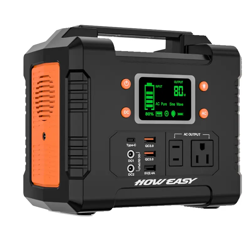 HOWEASY 300W portable power bank , 236Wh/110V AC power outlet, with LED lights/DC/USB/QC3.0,for iphone,Camping, digital display Emergency Charging Laptop power bank portable charger iphone