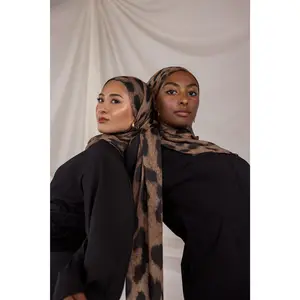 VELA Chocolate Leopard Print Modal Hijab