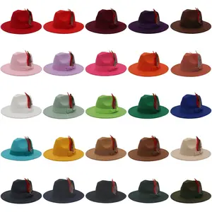 Vintage Elegant Feather Fedora Hat for Men and Women - Soft Wide Brim Multiple hats men solar powered fan hat cowboy hat Handcrafted Caps