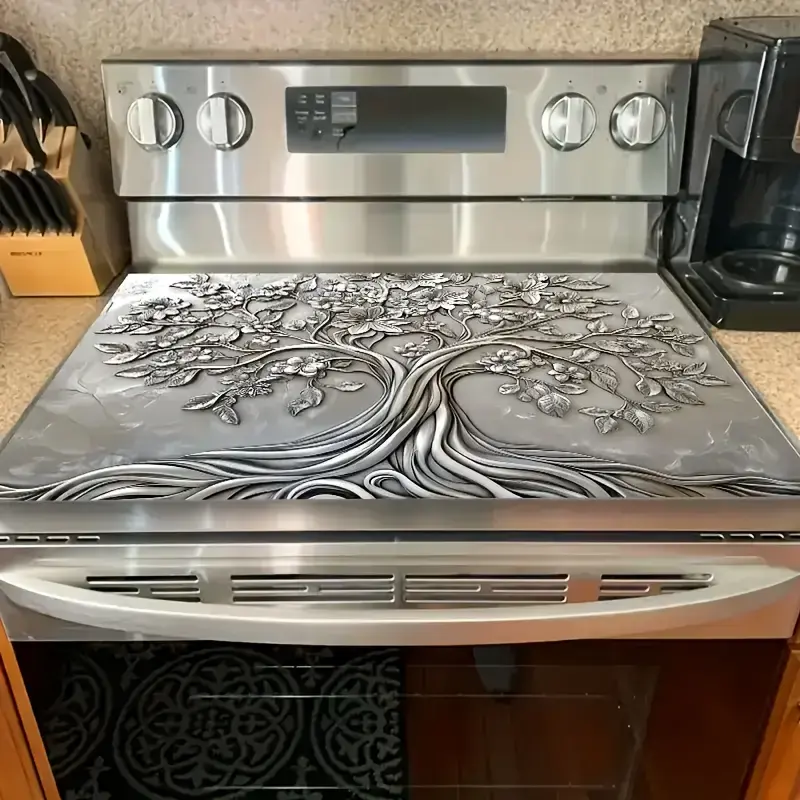 Silver plant - pattern stove protection mat