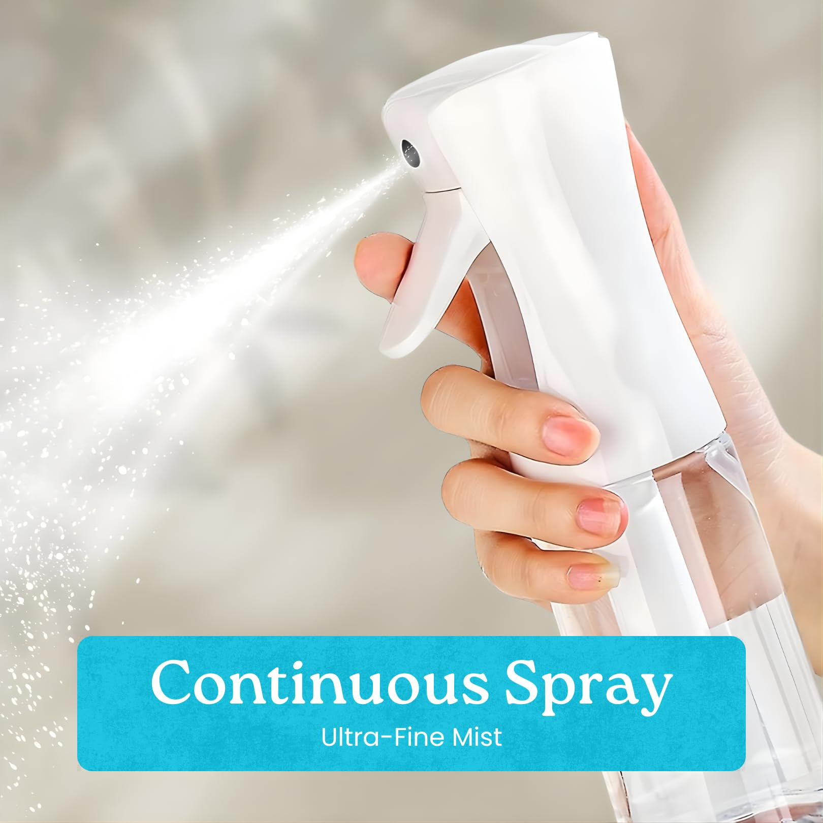 (Two-pack)200ml Spray Bottle – Fine Mist Sprayer for Hair, Plants, Cleaning and Skin Care | Refillable Salon-Quality Water Mist (Non-Toxic BPA-Free) with White and Transparent Bottles, White