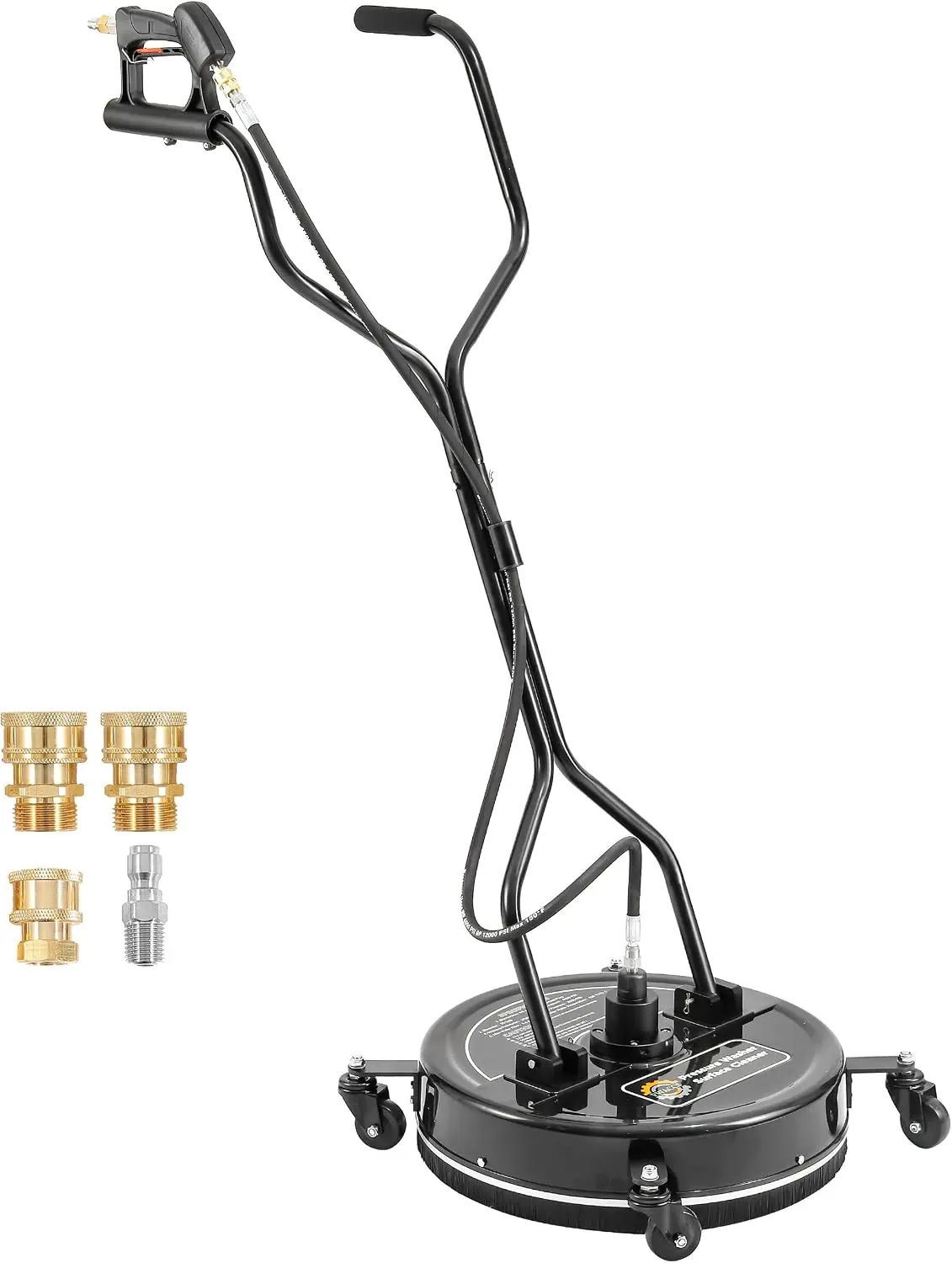 PWACCS 20" Pressure Washer Surface Cleaner with 4 Wheels and Dual Handle Power Washer Driveway Attachment, For Concrete, Patio, Sidewalk, Deck, Black, 4500 PSI