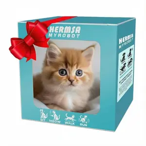 Interactive Robot Cat Toy Kitten, Realistic Plush Holiday Gift, Walks, Wags Tail, Sounds, Perfect Christmas Present for Kids & Adults