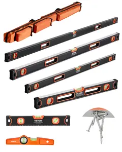 Father's Day Gift VEVOR Upgraded Magnetic Torpedo Level, 78/48/32/24/16/10 in Mechanical Level Set, Bubble Vials Ruler for 45/90/180 Degree, Aluminum Alloy Leveler Tool w/ Viewing Window, Shock-Resistant for Plumbing, Wood Measurement