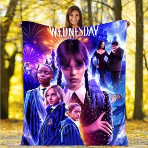 Wednesday Addams Blanket,Flannel Throw Blanket,Sherpa Warm Blanket Children's Blanket for Bedroom Beds Sofa Couch Christmas gift   DreamyDwell Textiles