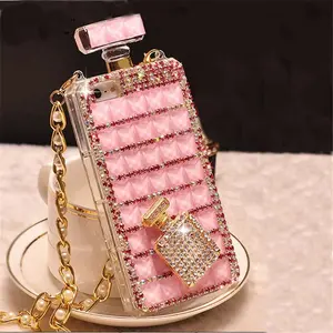 For iPhone 16 15 14 13 12 11 Rhinestone phone case, perfume bottle phone case