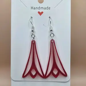 91) Red Flower Earrings