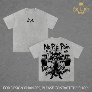 Men’s Gym T-Shirt, Majin Buu Anime Motivation Shirt, No Pain No Gain Workout Tee, Gym Tank Top, Muscle Tank, Sleeveless Workout Shirt, Soft Cotton Training Top, Anime Gym Shirt Gift