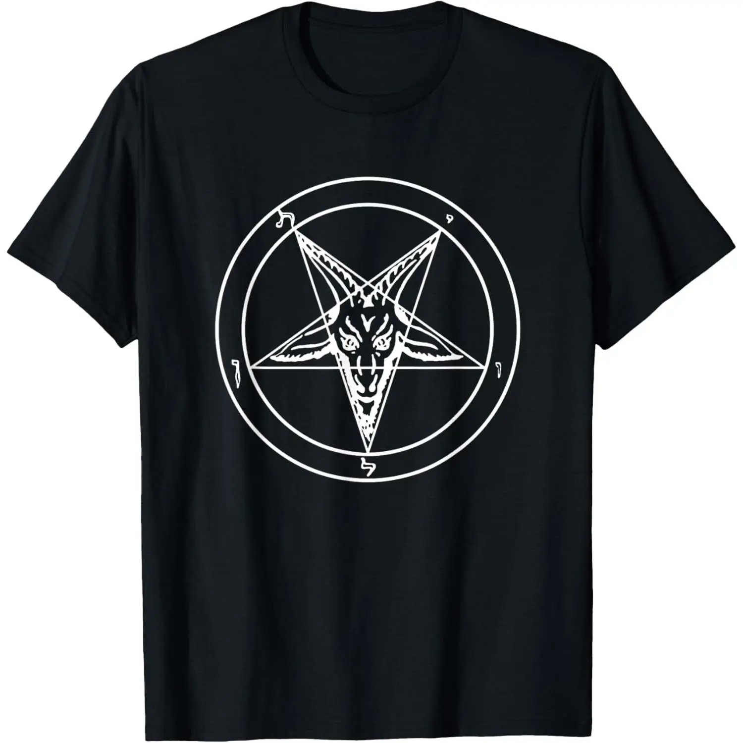 Casual shortsleeve tees Sigil Baphomet Pentagram Occult Satanic Goat Head Devil T-Shirt