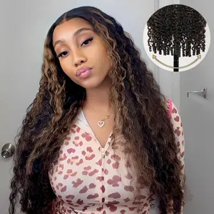 【28”Only $169】Bangjazz Burmese Curly Ready To Wear 13x6 Highlight Lace Front Wigs Human Hair for Beginners Pre Bleached 180% Density Drawstring Wig With Finger Coil Ends Pre Cut Lace For Women #SummerVibes